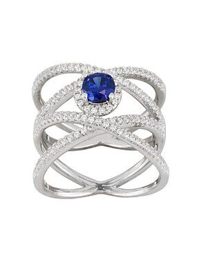 Bella Luce Tanzanite Diamond Accents Sterling Silver Ring Size 6 Modern Design